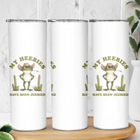 Funny Cowboy Frog Meme Skinny Tumbler My Heebies Have Been Jeebied