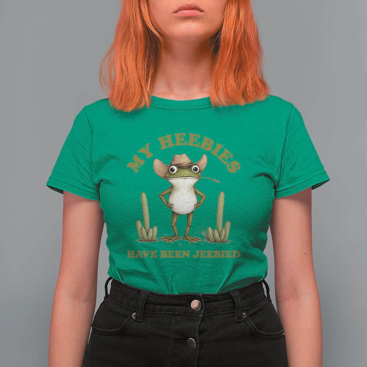Funny Cowboy Frog Meme T Shirt For Women My Heebies Have Been Jeebied