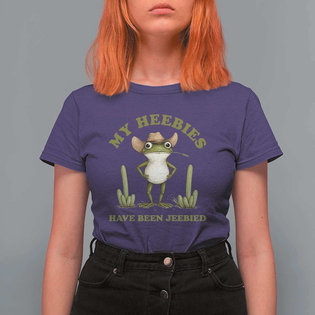 Funny Cowboy Frog Meme T Shirt For Women My Heebies Have Been Jeebied