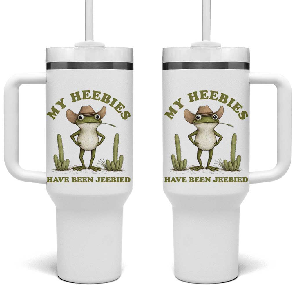 Funny Cowboy Frog Meme Tumbler With Handle My Heebies Have Been Jeebied