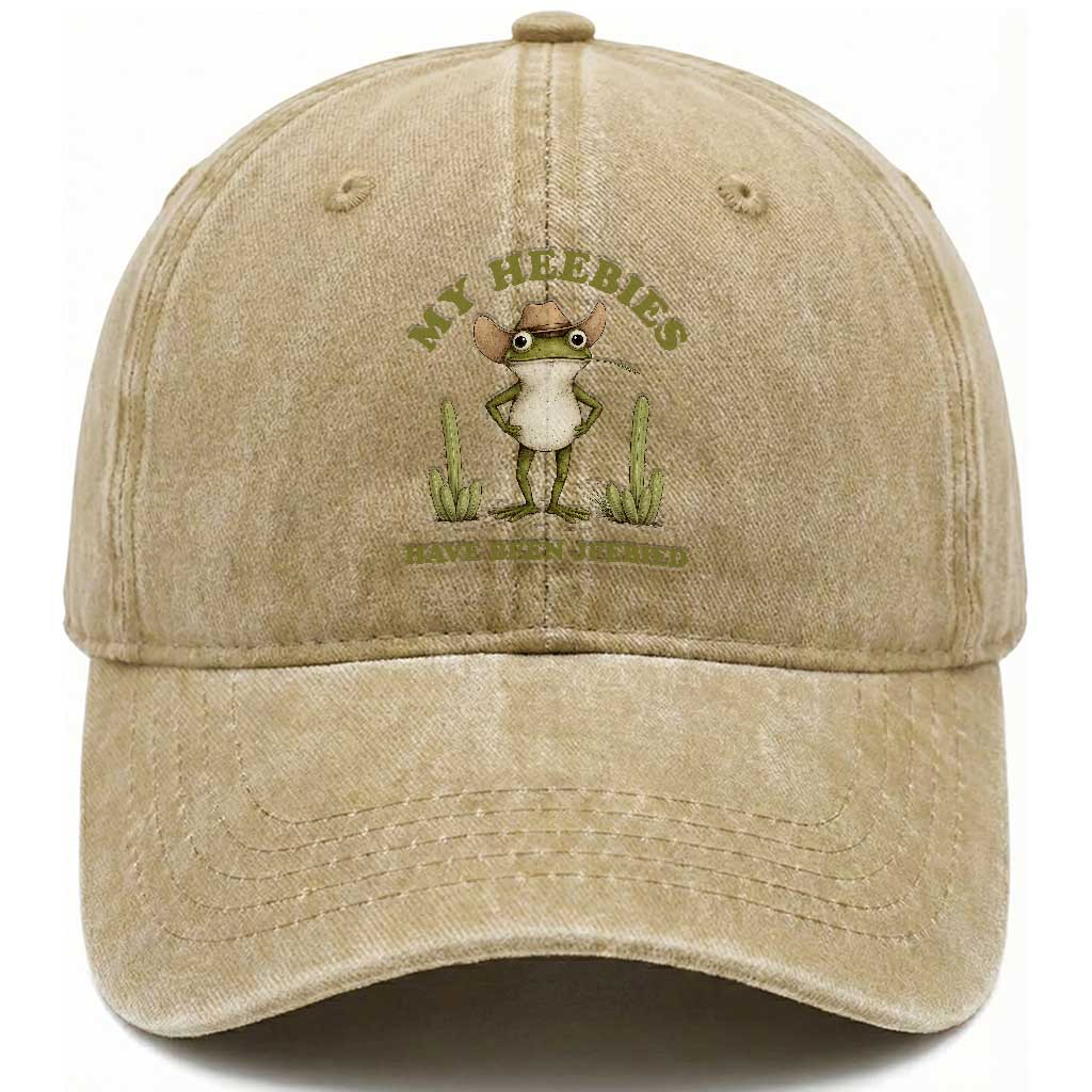 Funny Cowboy Frog Meme Washed Cotton Baseball Cap My Heebies Have Been Jeebied