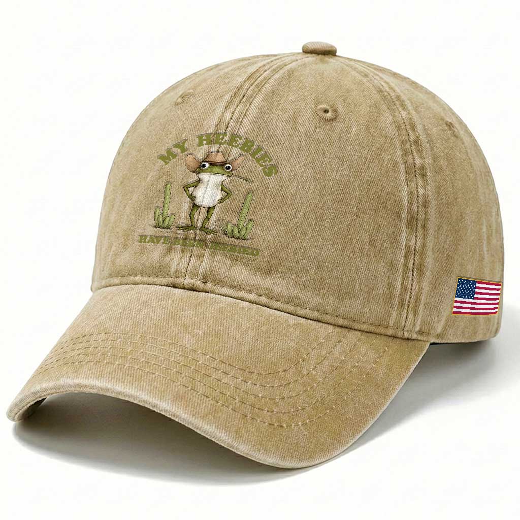Funny Cowboy Frog Meme Washed Cotton Baseball Cap My Heebies Have Been Jeebied