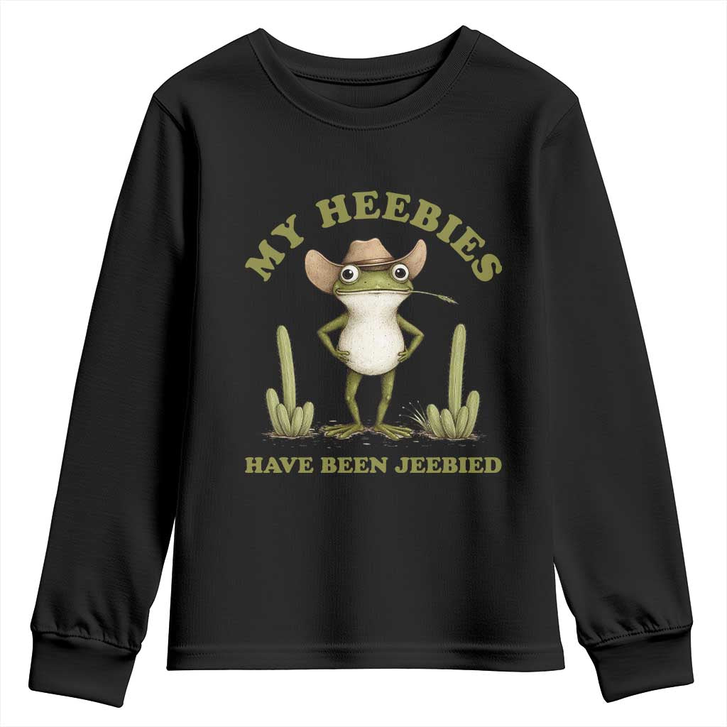 Funny Cowboy Frog Meme Youth Sweatshirt My Heebies Have Been Jeebied