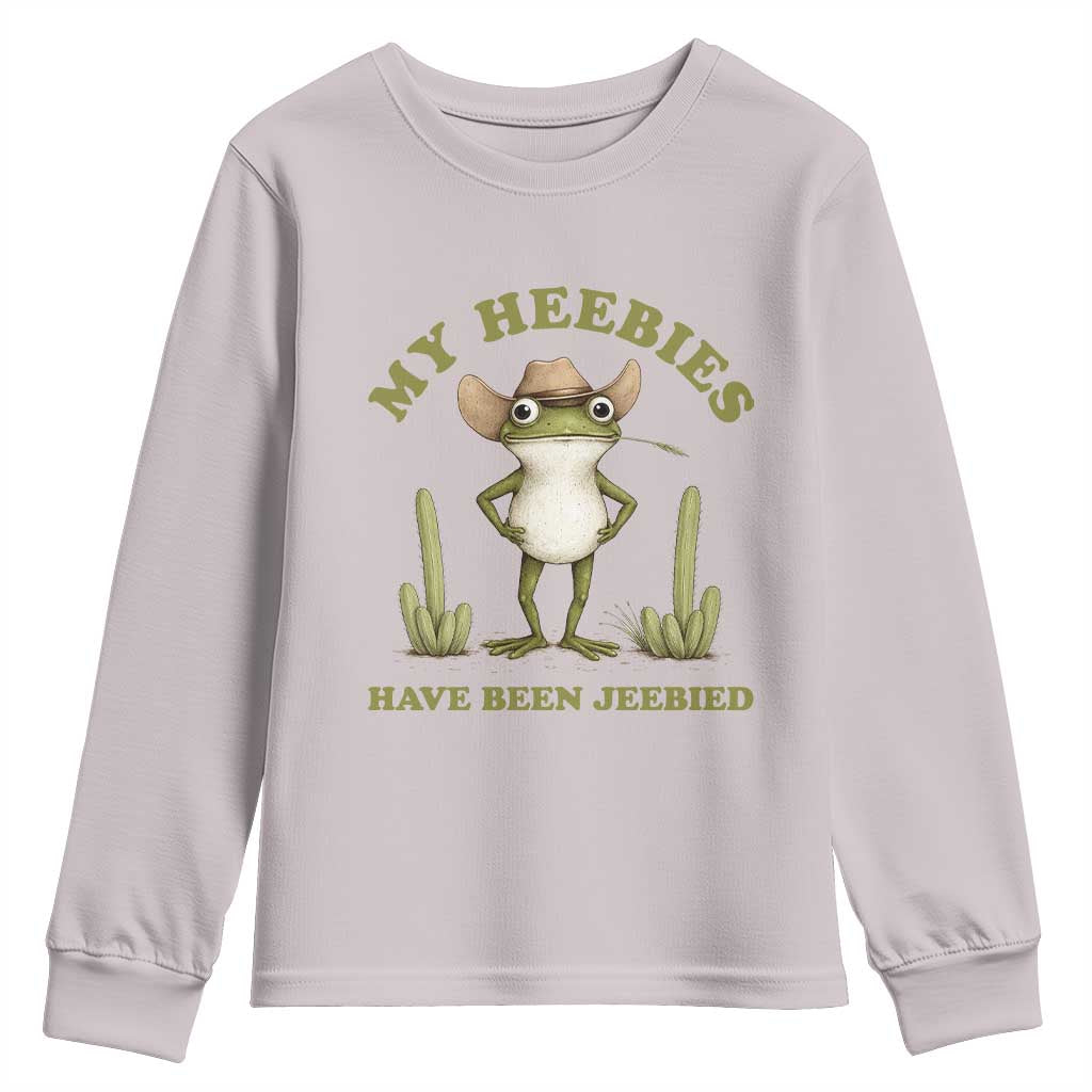 Funny Cowboy Frog Meme Youth Sweatshirt My Heebies Have Been Jeebied