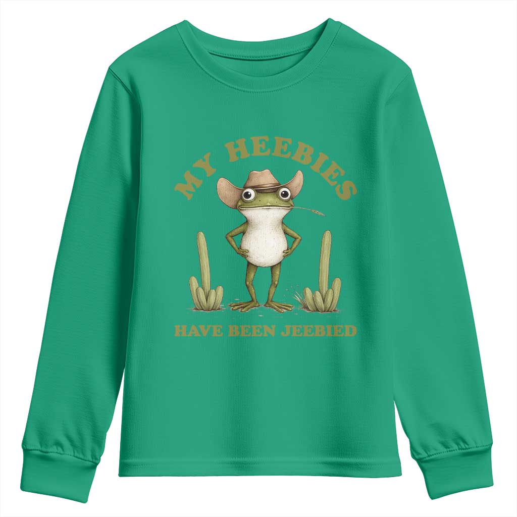 Funny Cowboy Frog Meme Youth Sweatshirt My Heebies Have Been Jeebied
