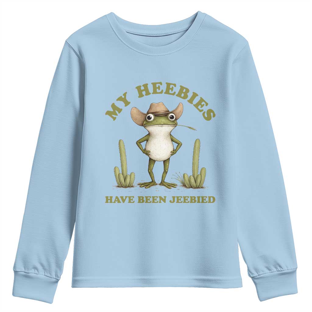 Funny Cowboy Frog Meme Youth Sweatshirt My Heebies Have Been Jeebied