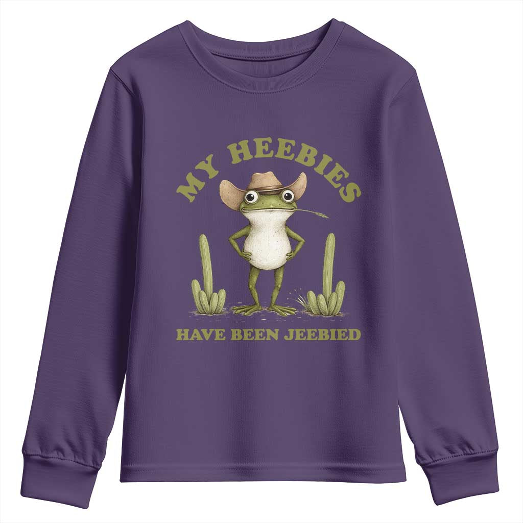 Funny Cowboy Frog Meme Youth Sweatshirt My Heebies Have Been Jeebied