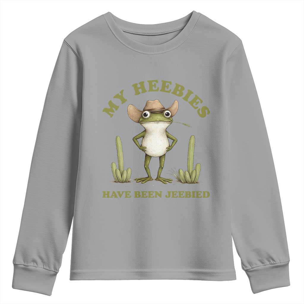 Funny Cowboy Frog Meme Youth Sweatshirt My Heebies Have Been Jeebied