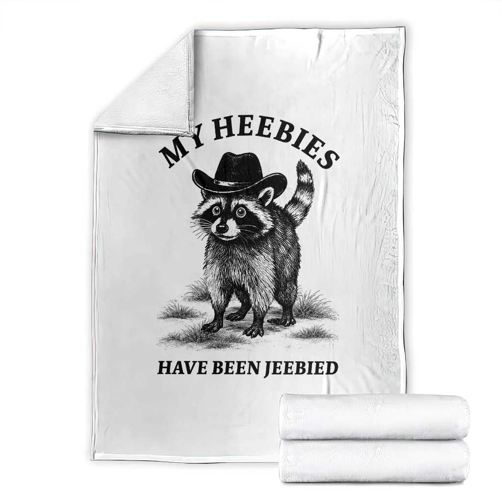 Funny Cowboy Raccoon Meme Throw Blanket My Heebies Have Been Jeebied