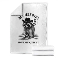 Funny Cowboy Raccoon Meme Throw Blanket My Heebies Have Been Jeebied