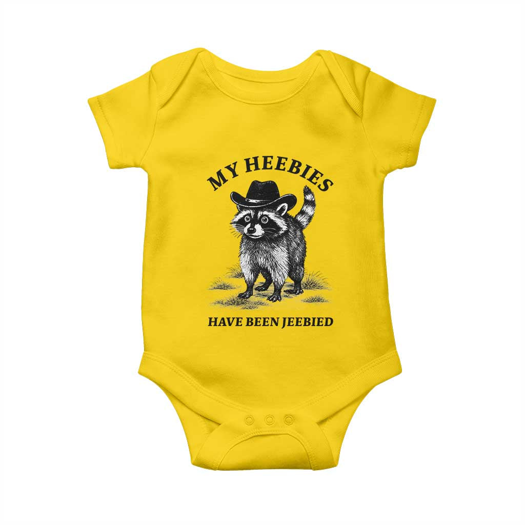 Funny Cowboy Raccoon Meme Baby Onesie My Heebies Have Been Jeebied