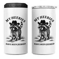 Funny Cowboy Raccoon Meme 4 in 1 Can Cooler Tumbler My Heebies Have Been Jeebied