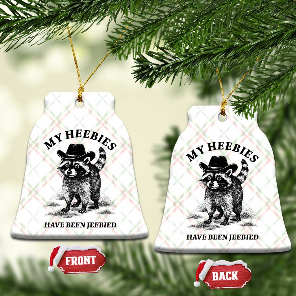 Funny Cowboy Raccoon Meme Ceramic Ornament My Heebies Have Been Jeebied