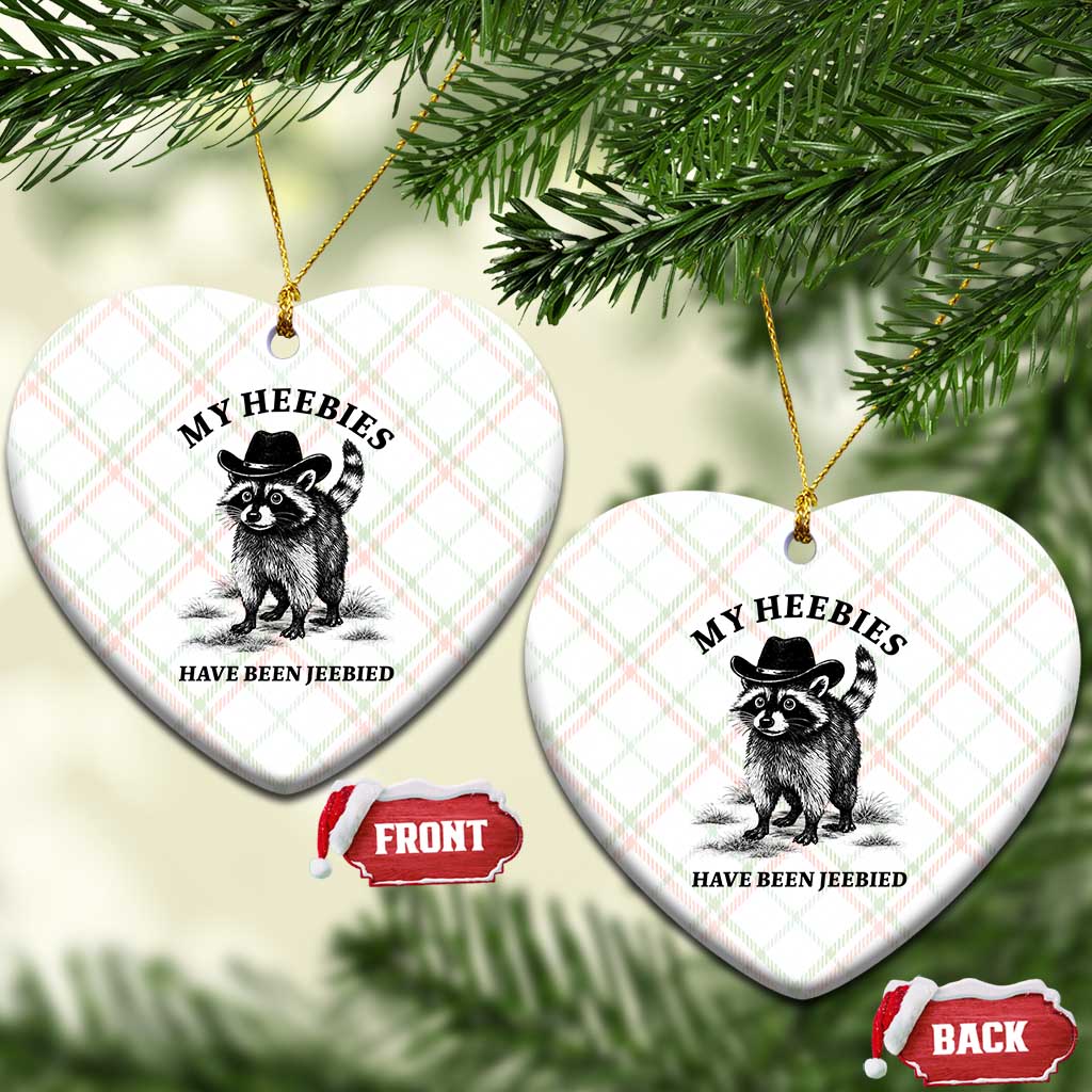 Funny Cowboy Raccoon Meme Ceramic Ornament My Heebies Have Been Jeebied