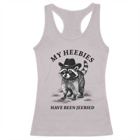 Funny Cowboy Raccoon Meme Racerback Tank Top My Heebies Have Been Jeebied