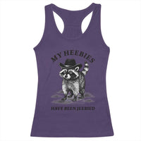 Funny Cowboy Raccoon Meme Racerback Tank Top My Heebies Have Been Jeebied