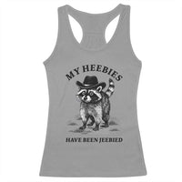 Funny Cowboy Raccoon Meme Racerback Tank Top My Heebies Have Been Jeebied
