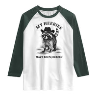 Funny Cowboy Raccoon Meme Raglan Shirt My Heebies Have Been Jeebied
