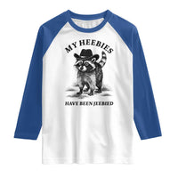 Funny Cowboy Raccoon Meme Raglan Shirt My Heebies Have Been Jeebied