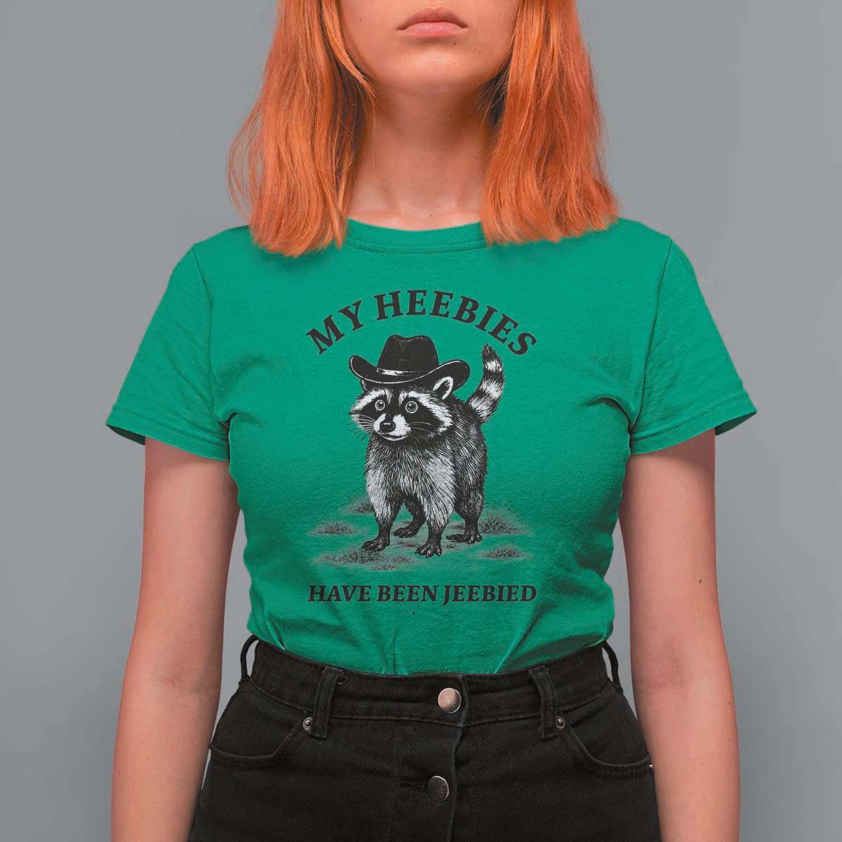 Funny Cowboy Raccoon Meme T Shirt For Women My Heebies Have Been Jeebied