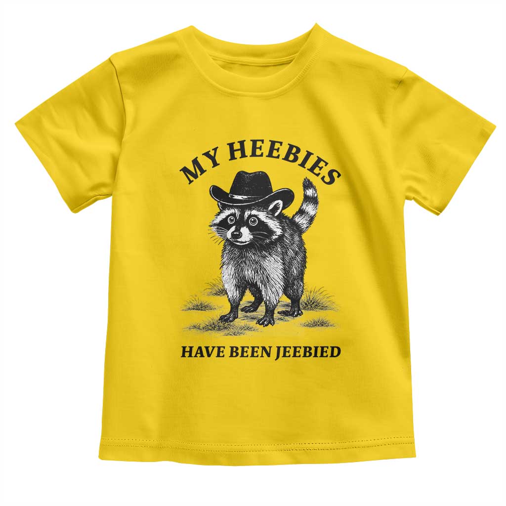 Funny Cowboy Raccoon Meme Toddler T Shirt My Heebies Have Been Jeebied