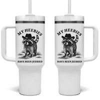 Funny Cowboy Raccoon Meme Tumbler With Handle My Heebies Have Been Jeebied