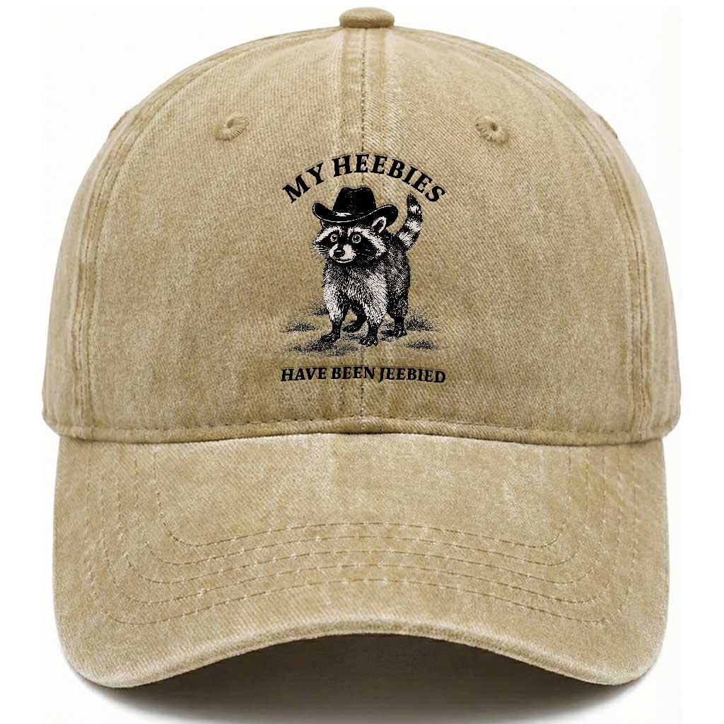Funny Cowboy Raccoon Meme Washed Cotton Baseball Cap My Heebies Have Been Jeebied