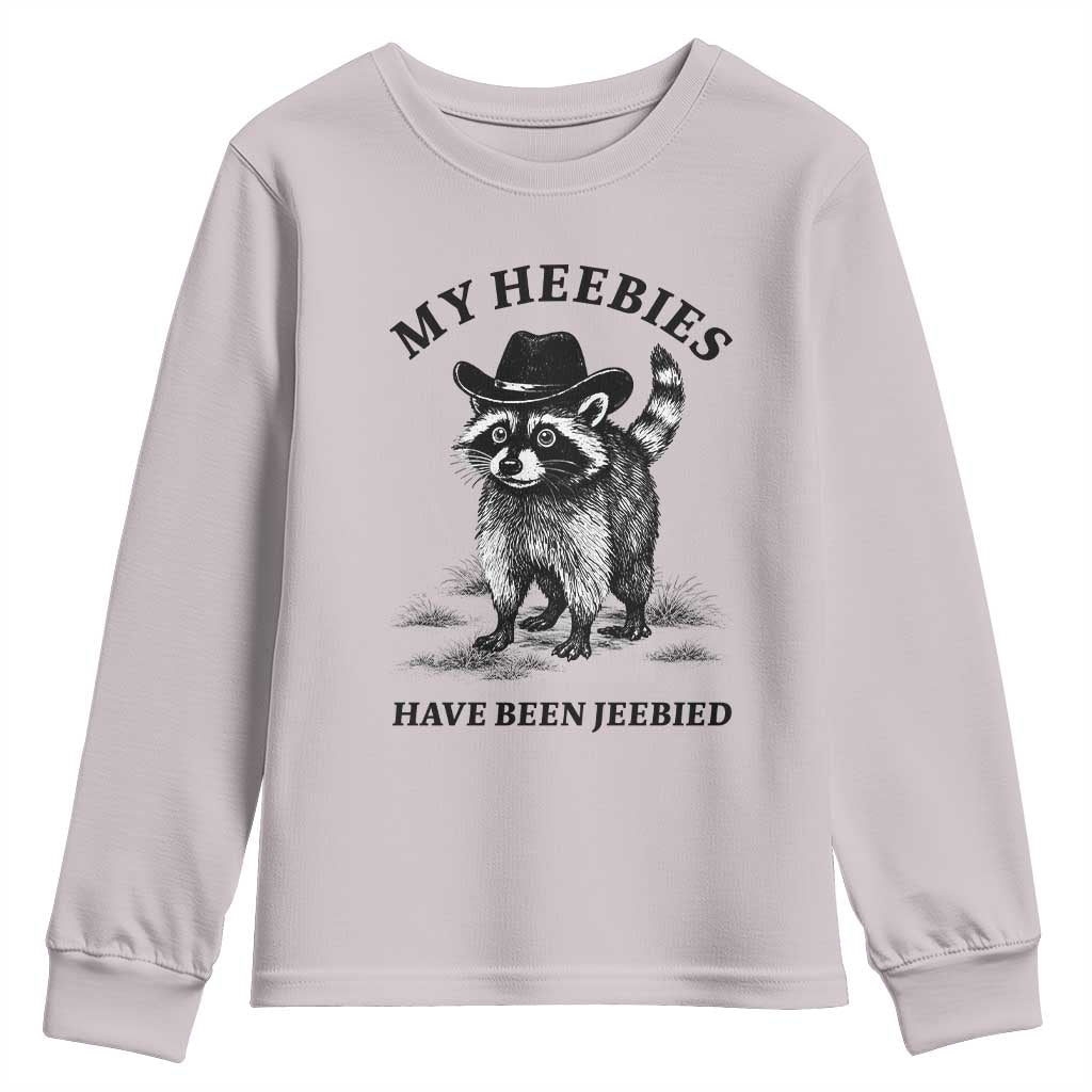 Funny Cowboy Raccoon Meme Youth Sweatshirt My Heebies Have Been Jeebied