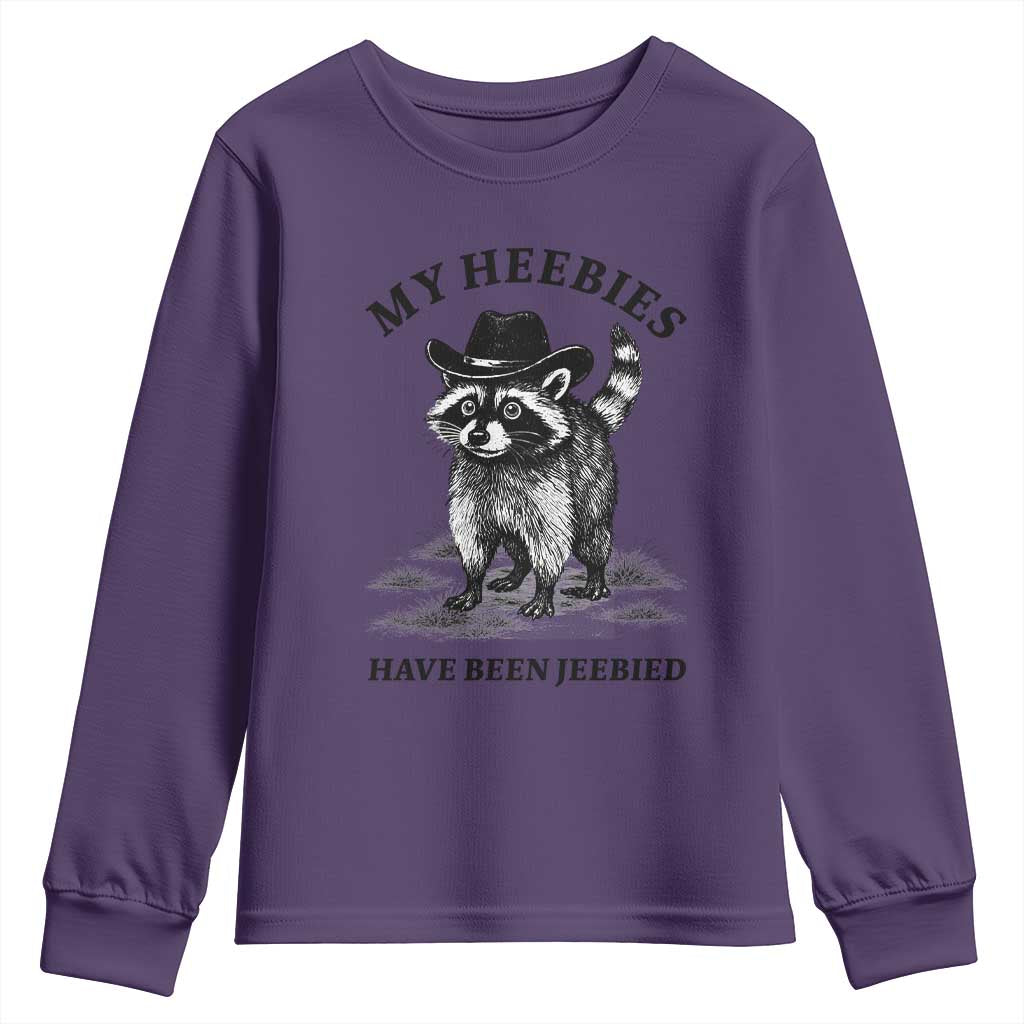 Funny Cowboy Raccoon Meme Youth Sweatshirt My Heebies Have Been Jeebied