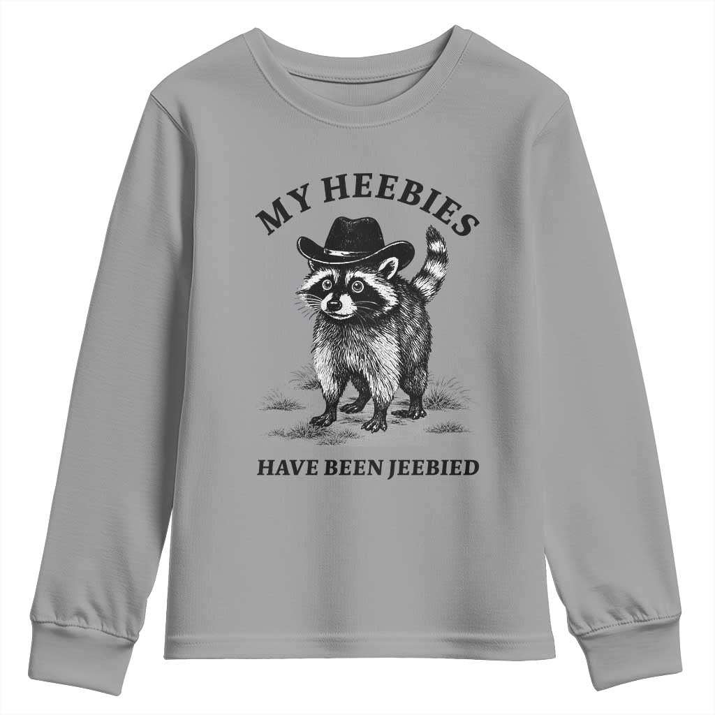 Funny Cowboy Raccoon Meme Youth Sweatshirt My Heebies Have Been Jeebied