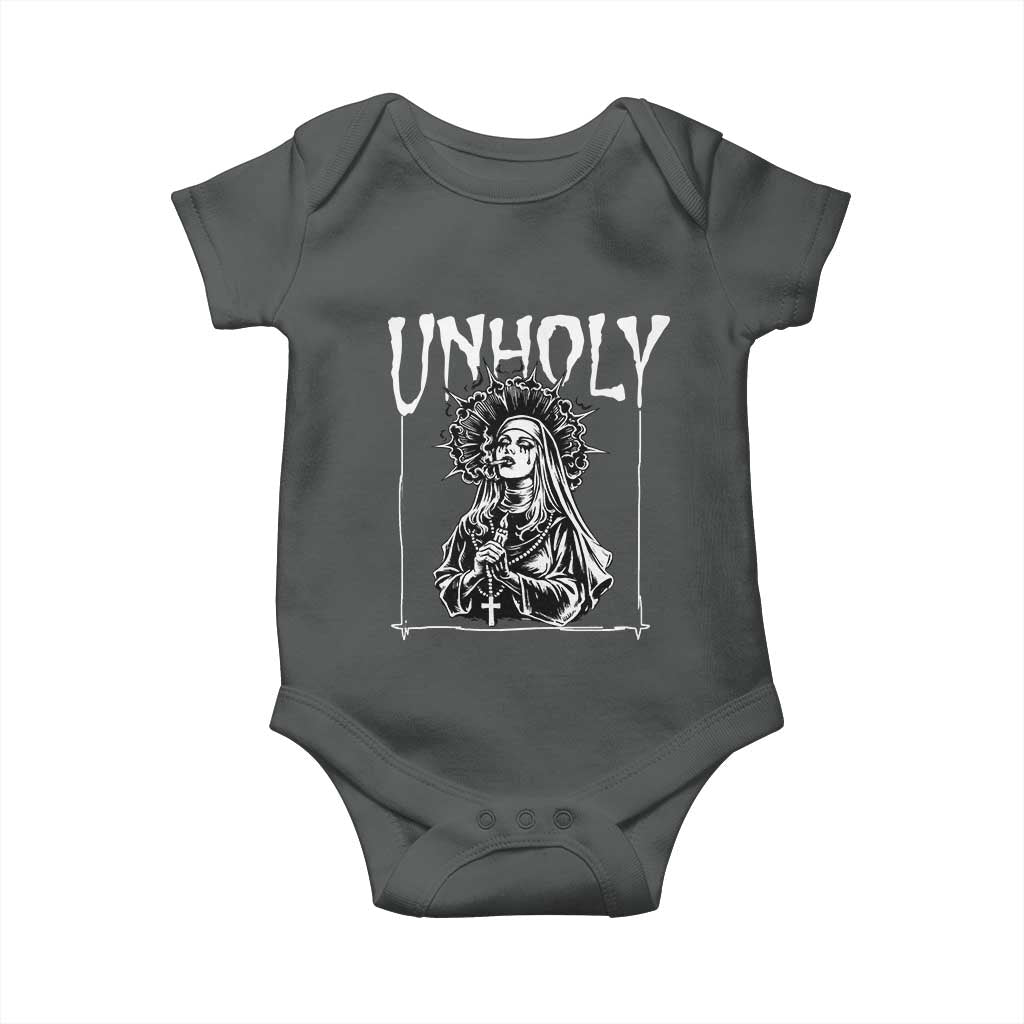 Unholy Nun Baby Onesie Funny Horror Unholy Nun Satan Baphomet Gothic