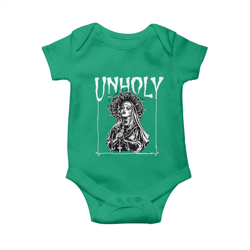 Unholy Nun Baby Onesie Funny Horror Unholy Nun Satan Baphomet Gothic