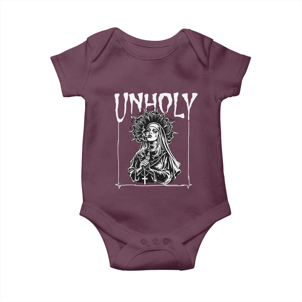 Unholy Nun Baby Onesie Funny Horror Unholy Nun Satan Baphomet Gothic