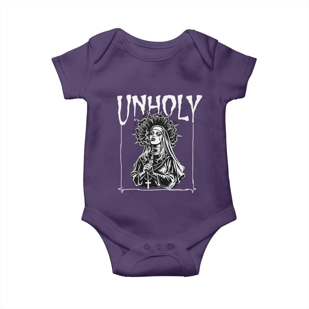 Unholy Nun Baby Onesie Funny Horror Unholy Nun Satan Baphomet Gothic