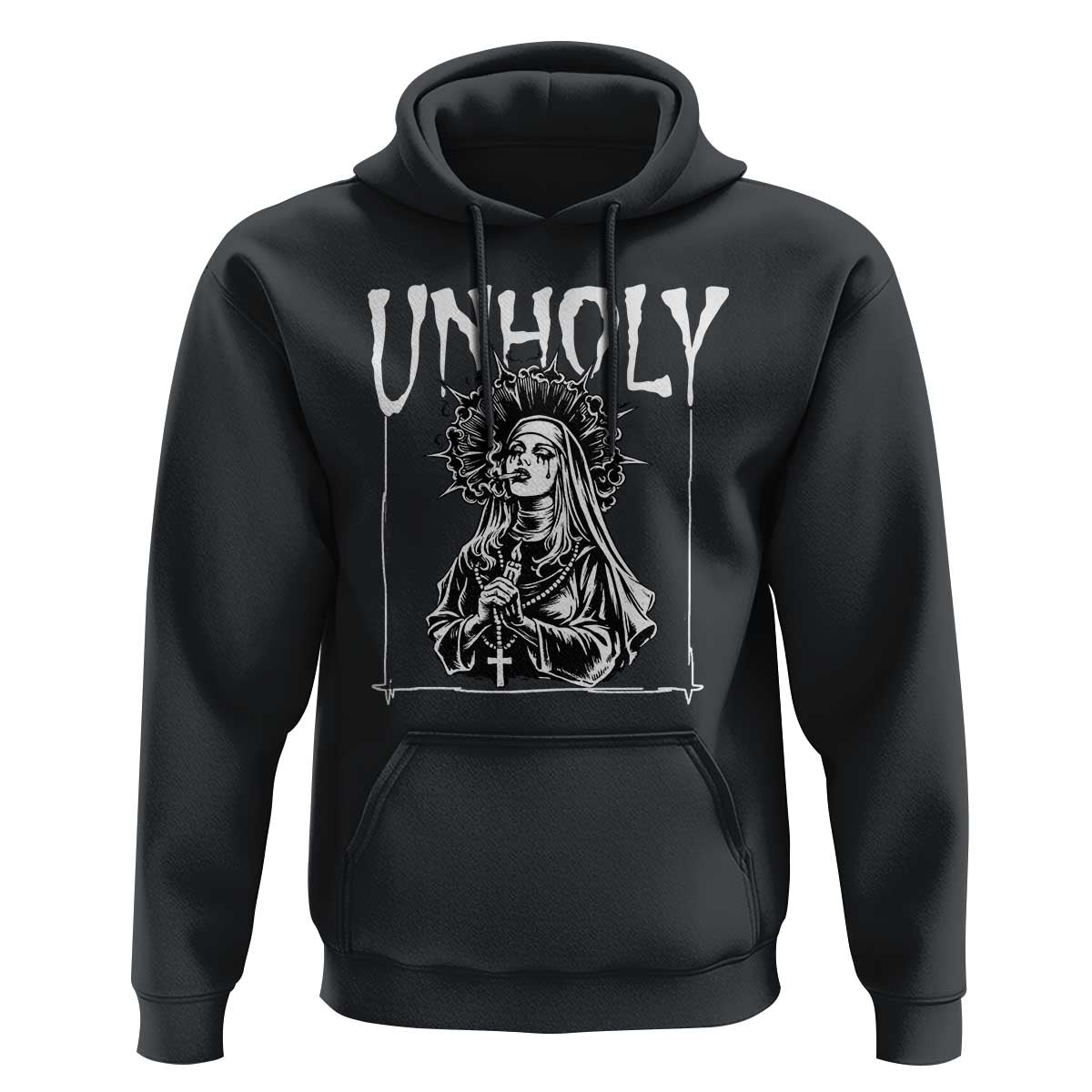 Unholy Nun Hoodie Funny Horror Unholy Nun Satan Baphomet Gothic