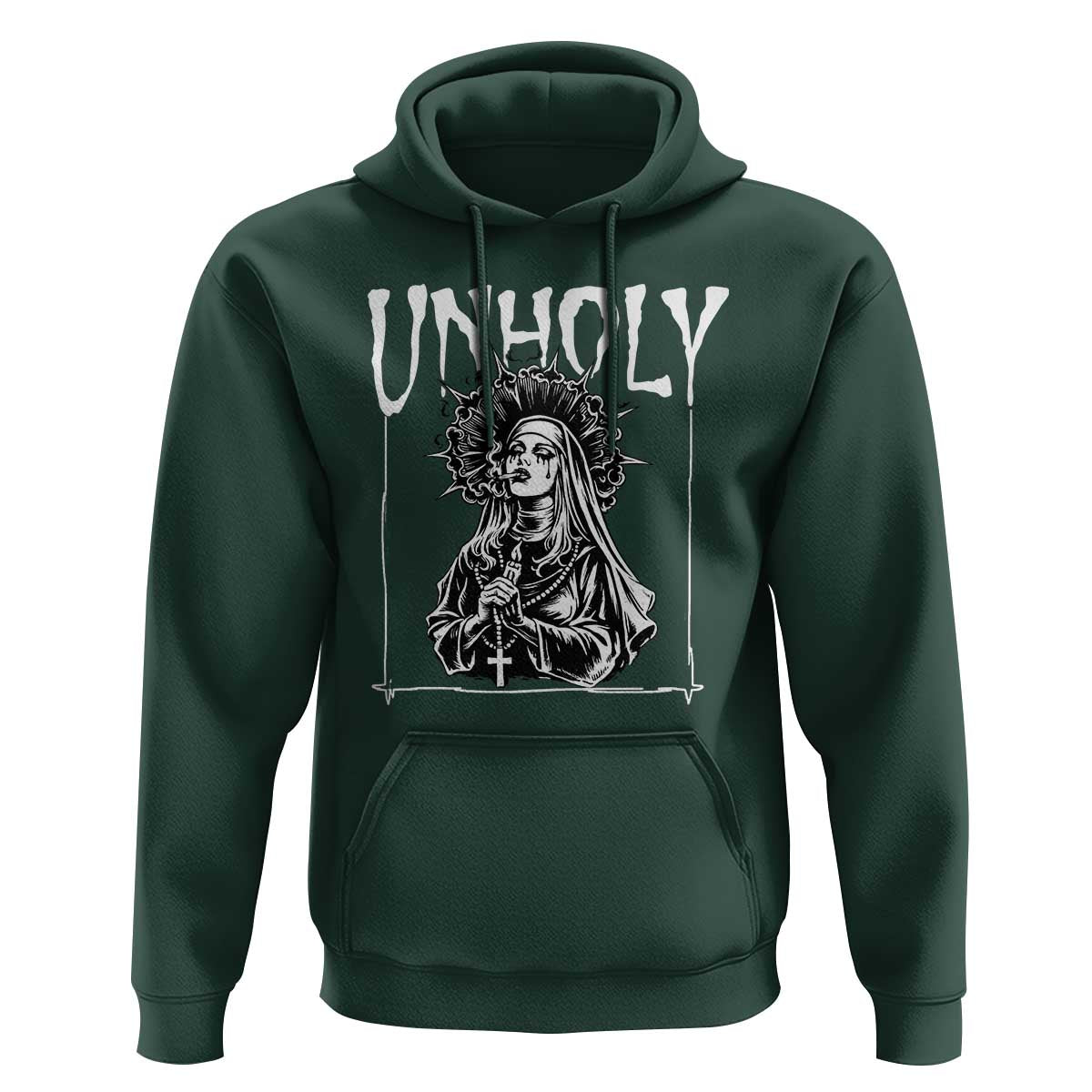 Unholy Nun Hoodie Funny Horror Unholy Nun Satan Baphomet Gothic