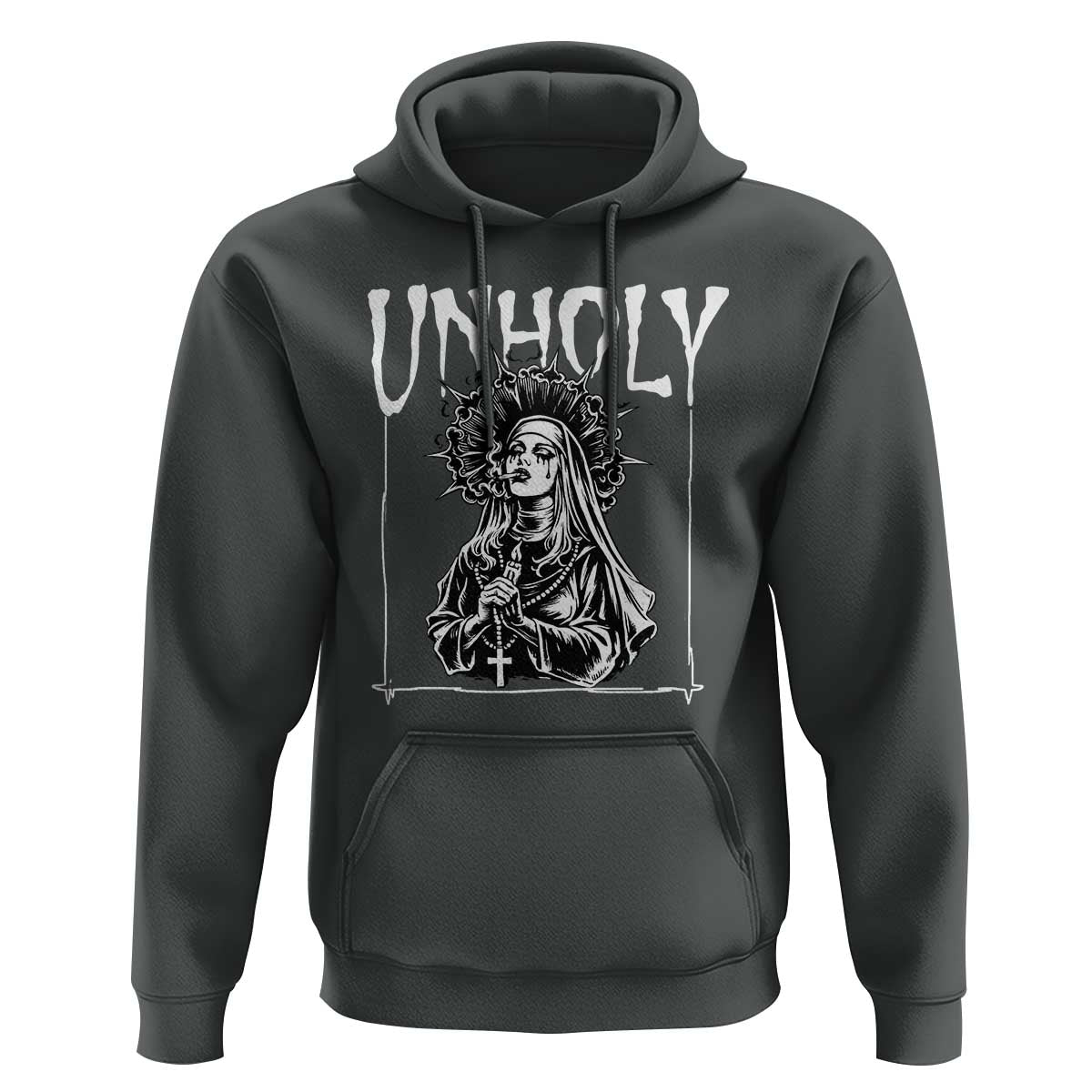 Unholy Nun Hoodie Funny Horror Unholy Nun Satan Baphomet Gothic