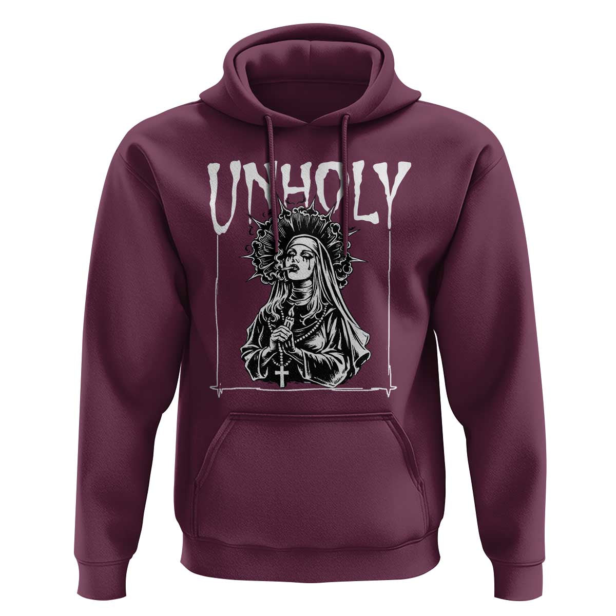 Unholy Nun Hoodie Funny Horror Unholy Nun Satan Baphomet Gothic