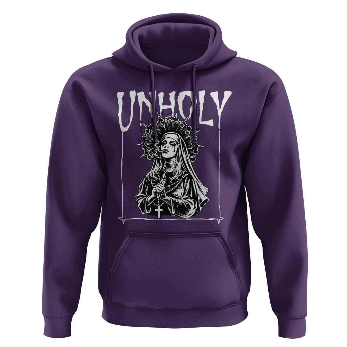 Unholy Nun Hoodie Funny Horror Unholy Nun Satan Baphomet Gothic