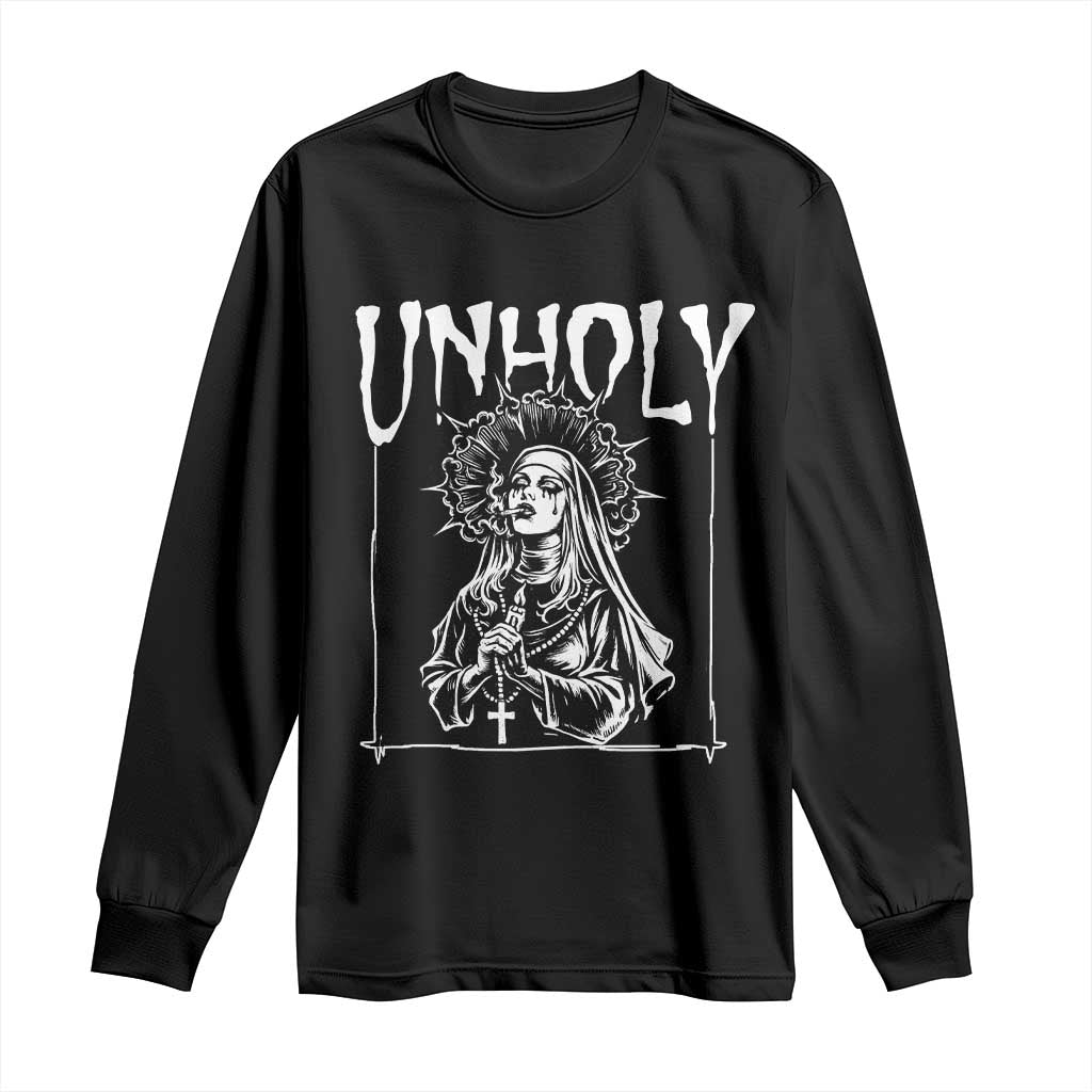 Unholy Nun Long Sleeve Shirt Funny Horror Unholy Nun Satan Baphomet Gothic