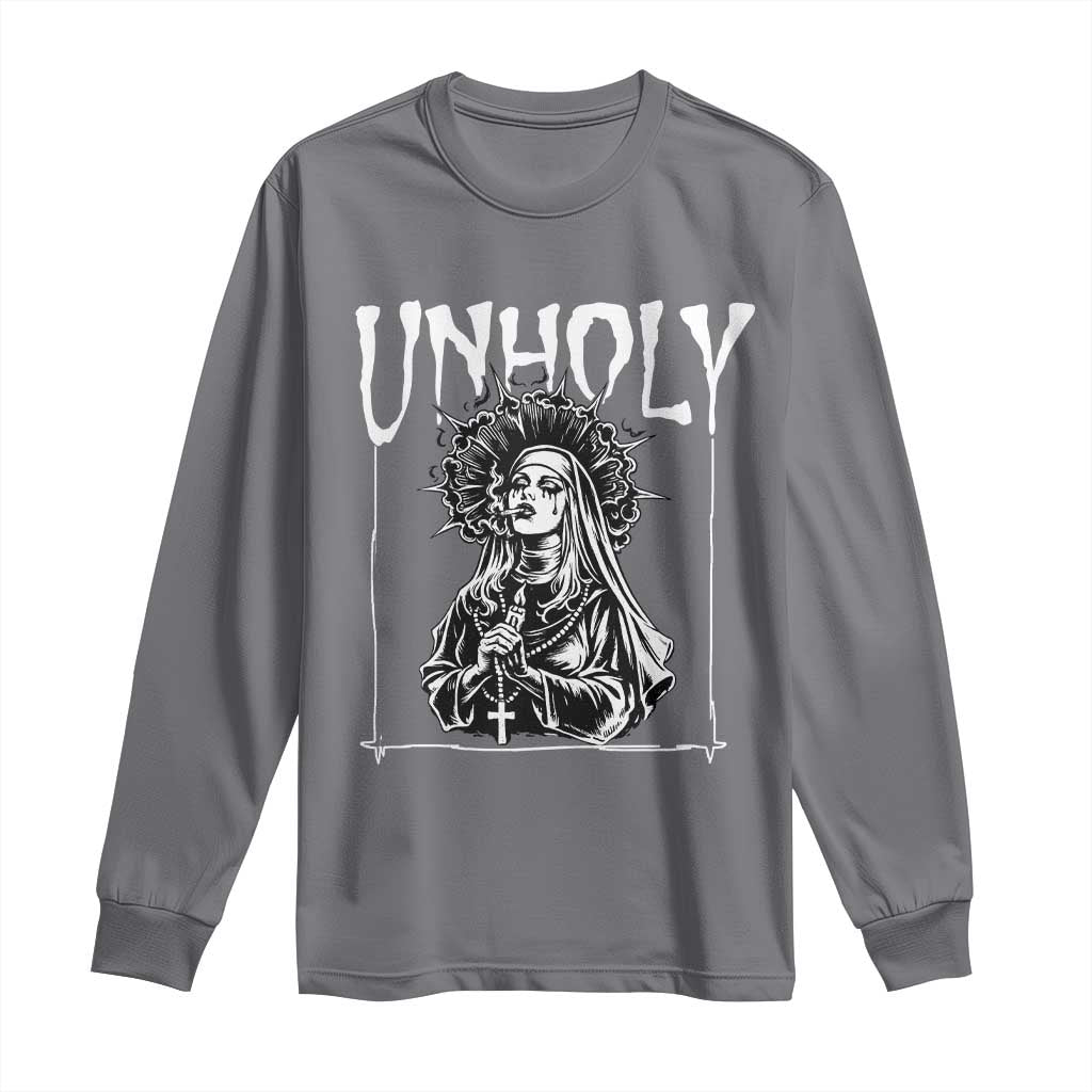 Unholy Nun Long Sleeve Shirt Funny Horror Unholy Nun Satan Baphomet Gothic
