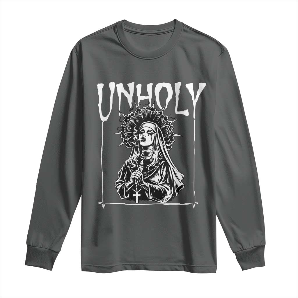 Unholy Nun Long Sleeve Shirt Funny Horror Unholy Nun Satan Baphomet Gothic