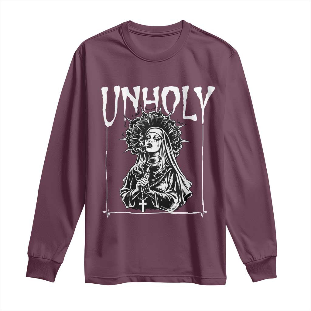 Unholy Nun Long Sleeve Shirt Funny Horror Unholy Nun Satan Baphomet Gothic