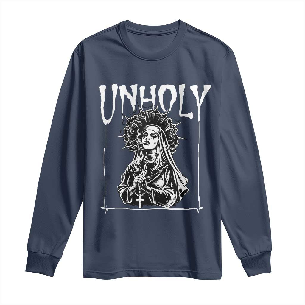 Unholy Nun Long Sleeve Shirt Funny Horror Unholy Nun Satan Baphomet Gothic