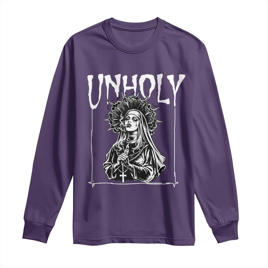 Unholy Nun Long Sleeve Shirt Funny Horror Unholy Nun Satan Baphomet Gothic