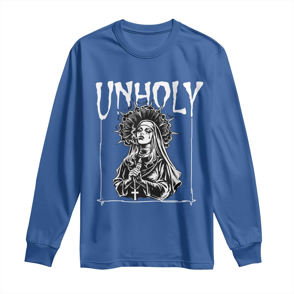 Unholy Nun Long Sleeve Shirt Funny Horror Unholy Nun Satan Baphomet Gothic