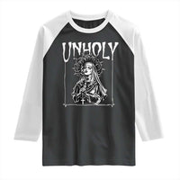 Unholy Nun Raglan Shirt Funny Horror Unholy Nun Satan Baphomet Gothic