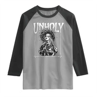 Unholy Nun Raglan Shirt Funny Horror Unholy Nun Satan Baphomet Gothic