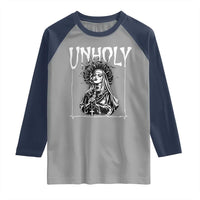 Unholy Nun Raglan Shirt Funny Horror Unholy Nun Satan Baphomet Gothic