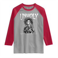 Unholy Nun Raglan Shirt Funny Horror Unholy Nun Satan Baphomet Gothic